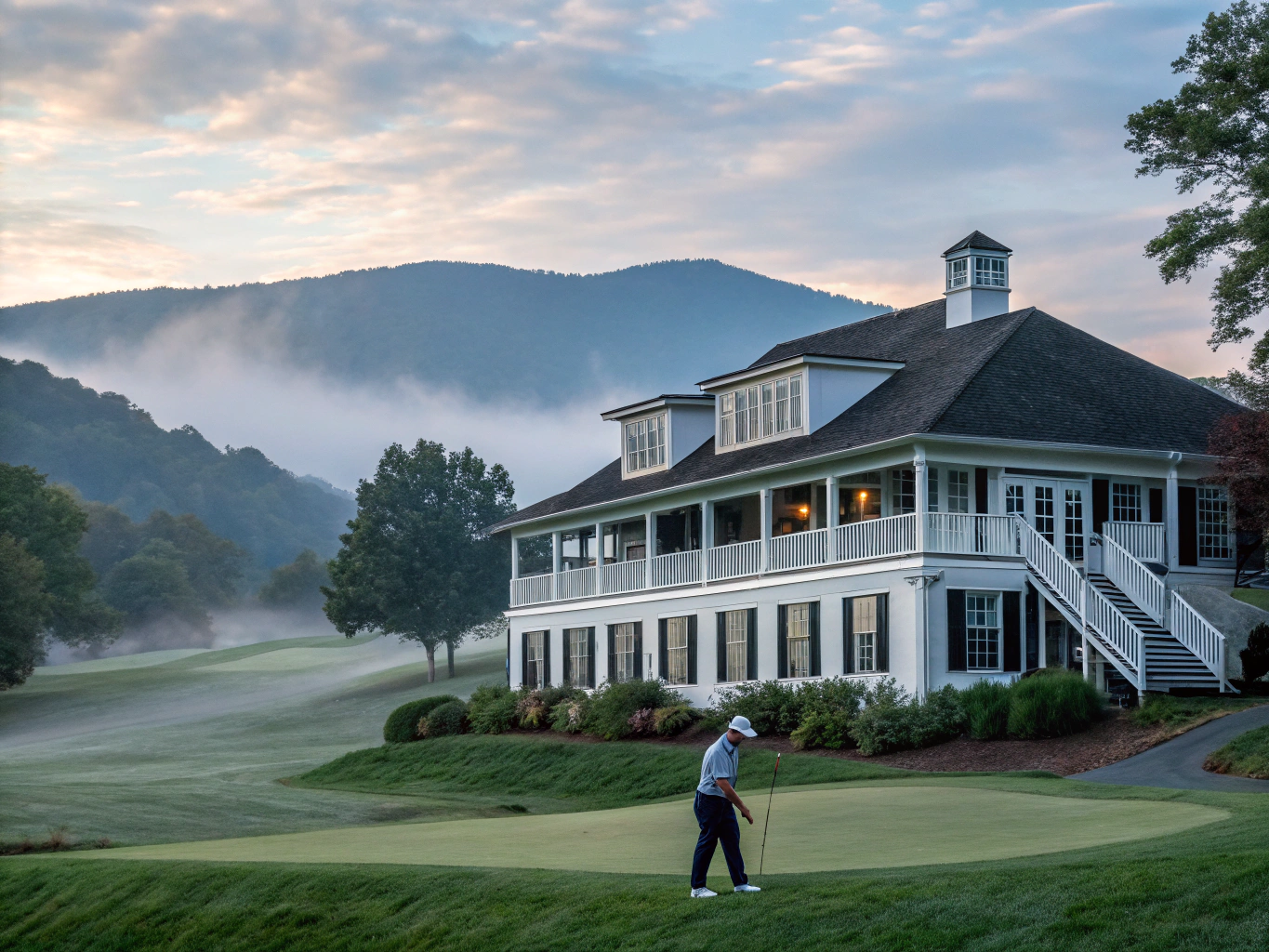 Lush green Irish golf course with rolling hills